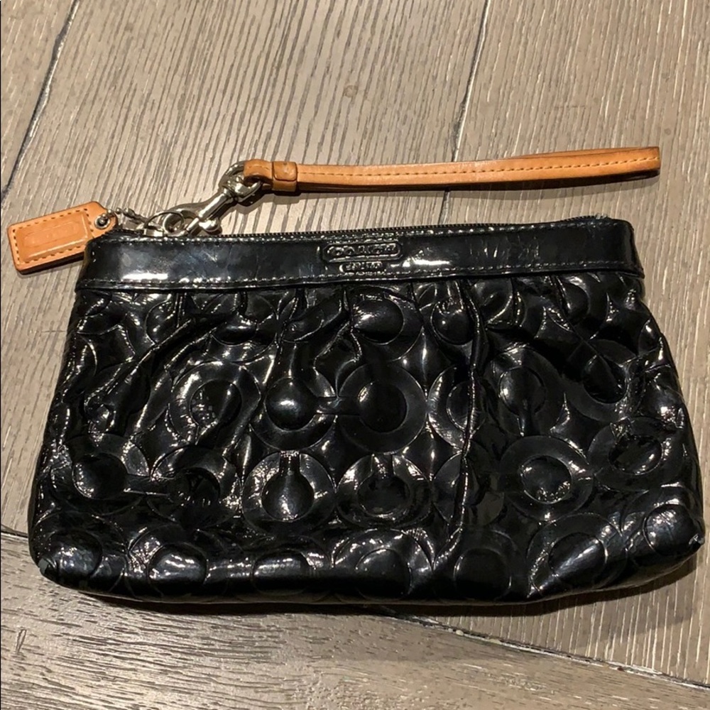COACH Black Patent Leather Wristlet